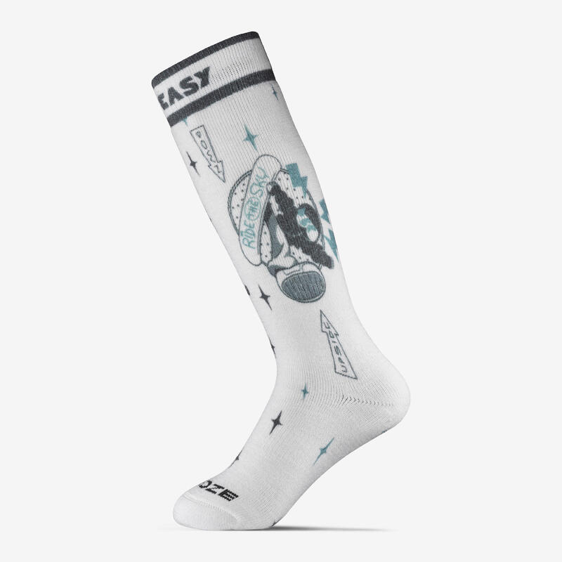 Chaussettes de ski chaudes enfant, 100 blanc