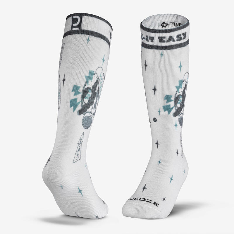 Chaussettes de ski chaudes enfant, 100 blanc