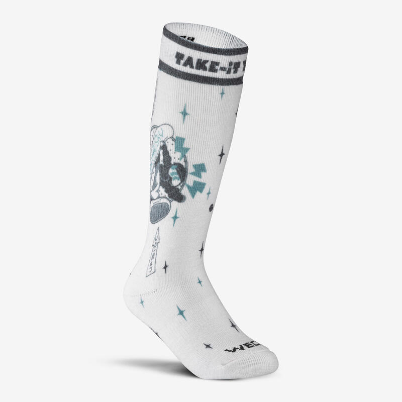 Chaussettes de ski chaudes enfant, 100 blanc