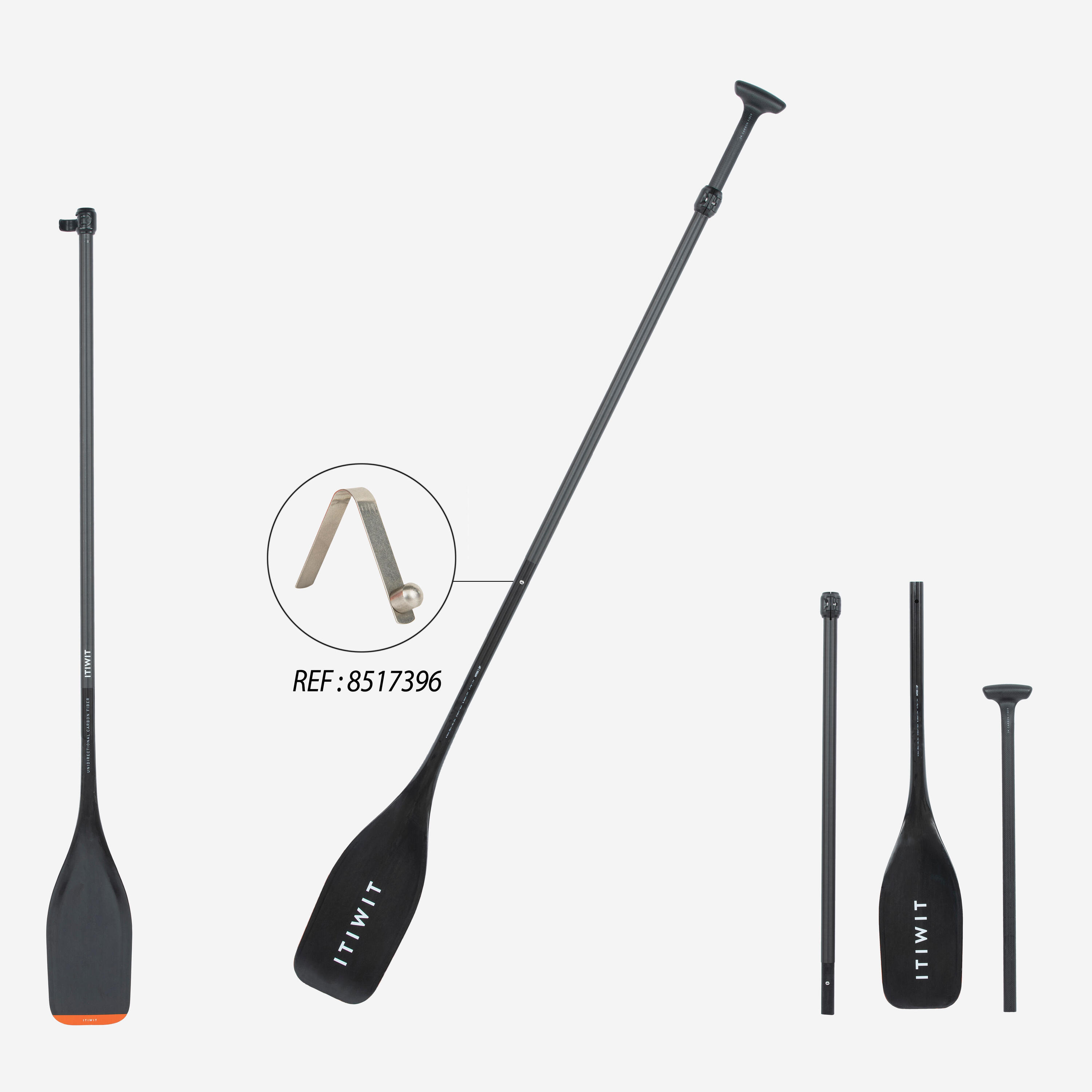 Pagaie de stand up paddle 900 carbone en 3 parties -165-205 cm 4/22