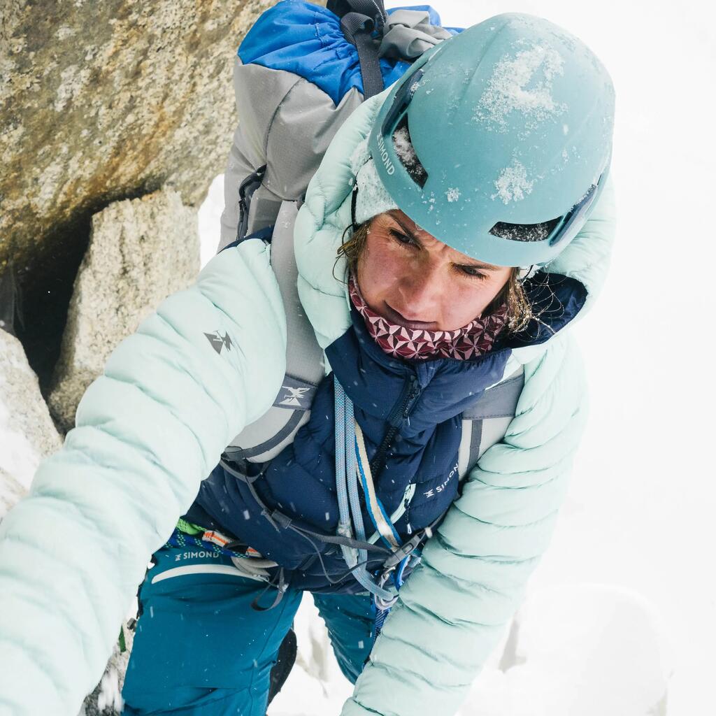 Moteriška alpinizmo pūkinė striukė, tamsiai mėlyna su melsva