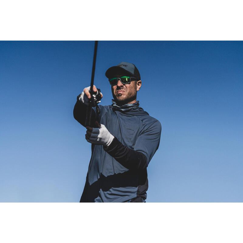 Camisola de Pesca Anti-UV com Capuz 500 Azul