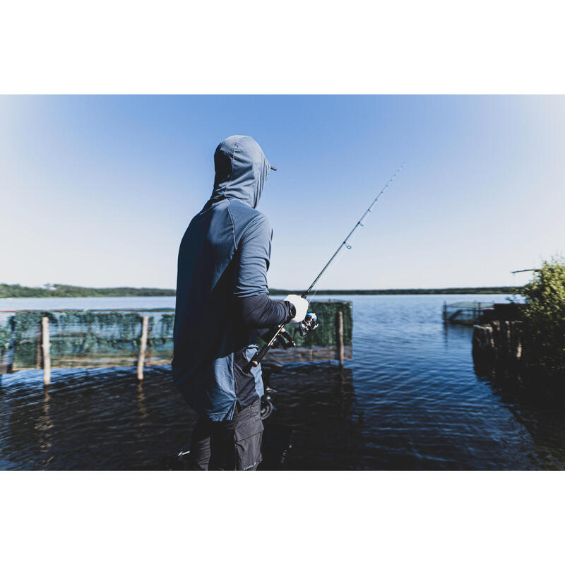 Camisola de Pesca Anti-UV com Capuz 500 Azul