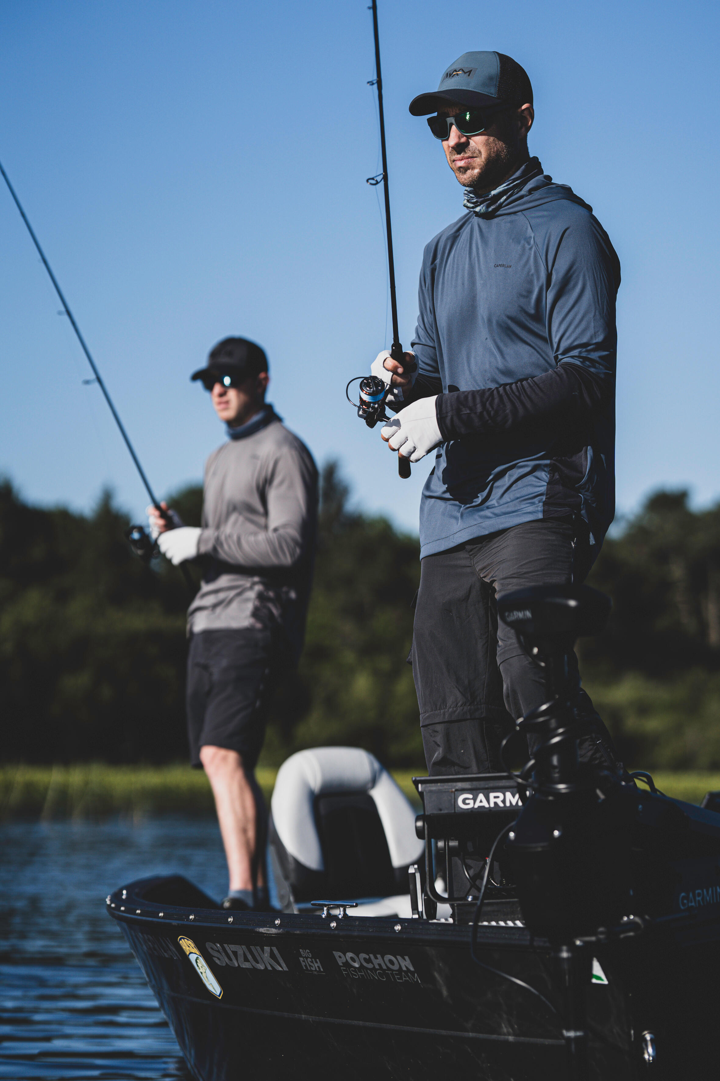 Hooded Fishing Anti-UV T-shirt - 500 Blue - CAPERLAN