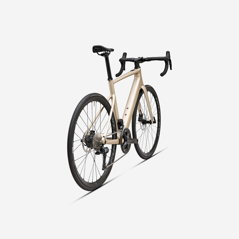 Bici da corsa a pedalata assistita E-EDR CF carbonio beige