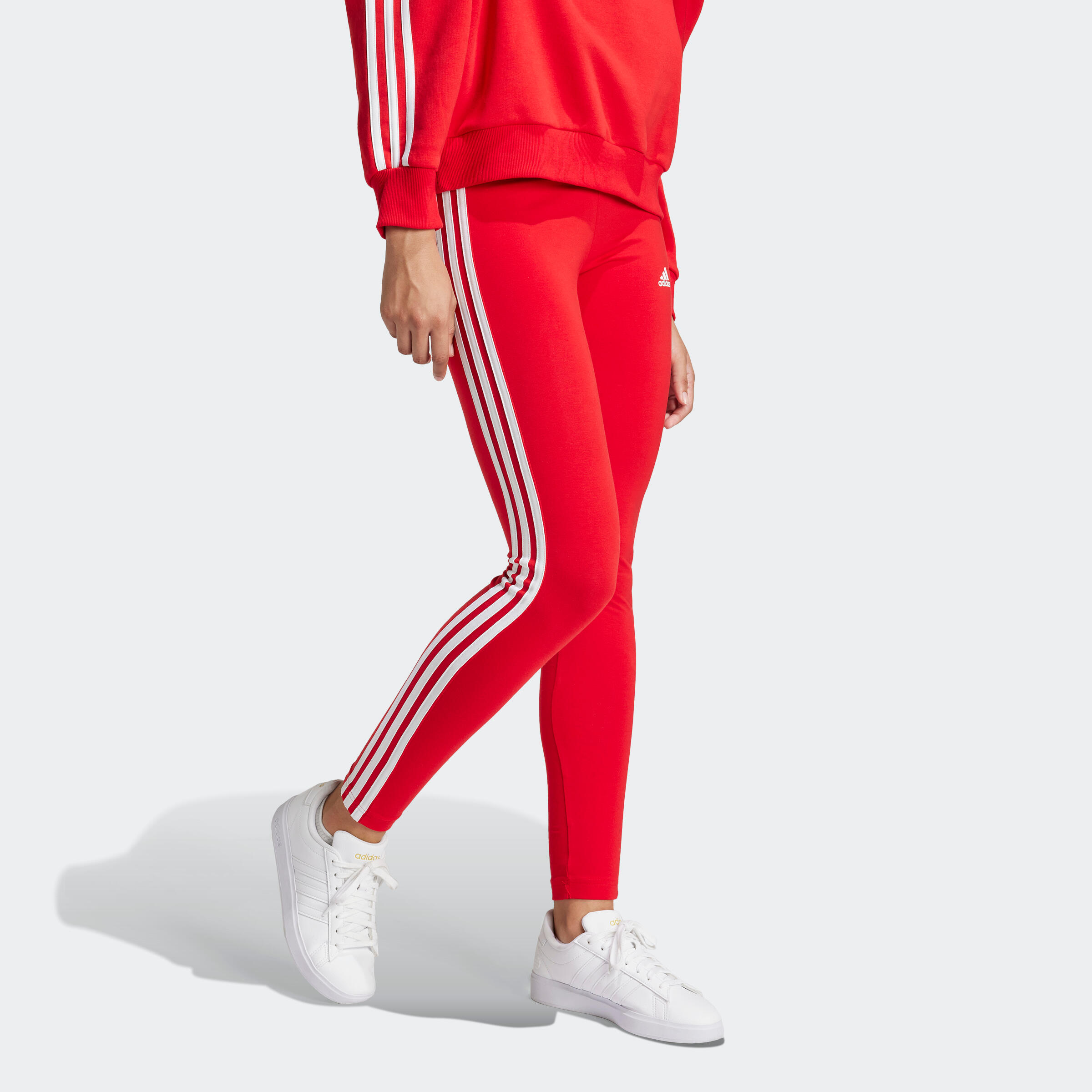 Legging imprimé 3 bandes Adidas femme - rouge 2/6
