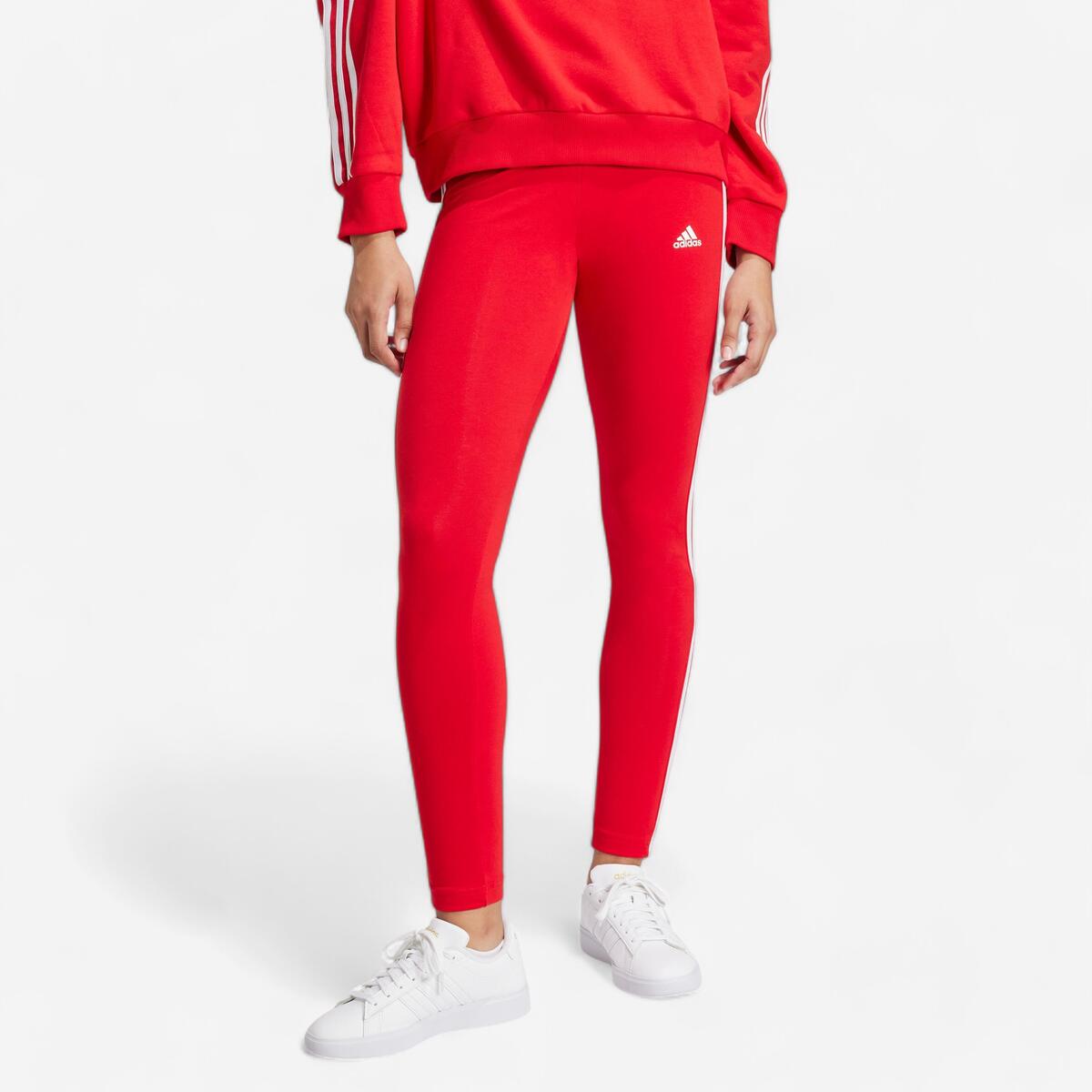 Legging imprimé 3 bandes Adidas femme - rouge