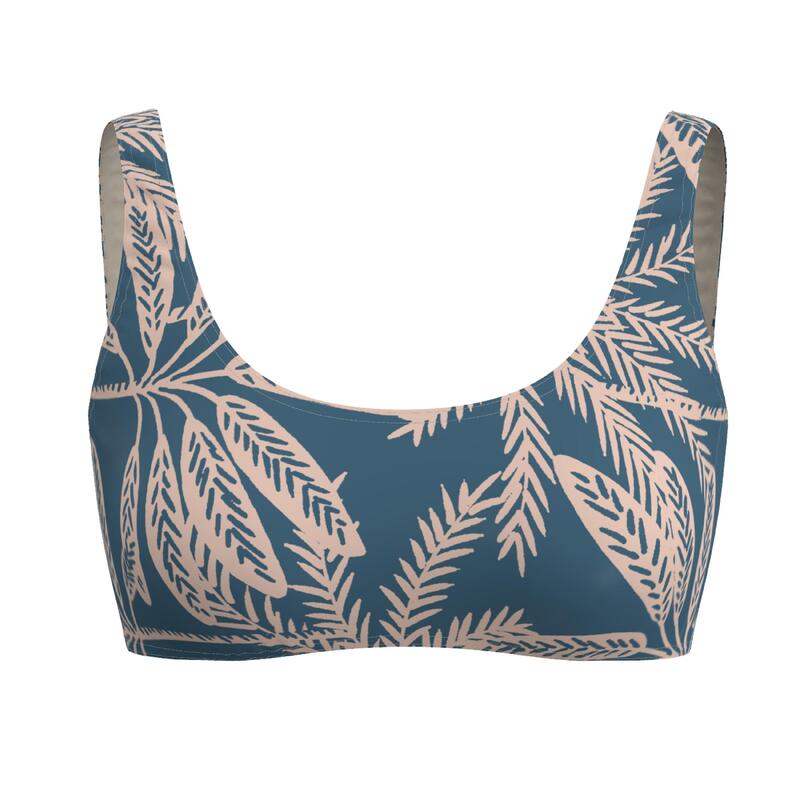 Haut de maillot brassière surf Femme - Aurely palmer bleu