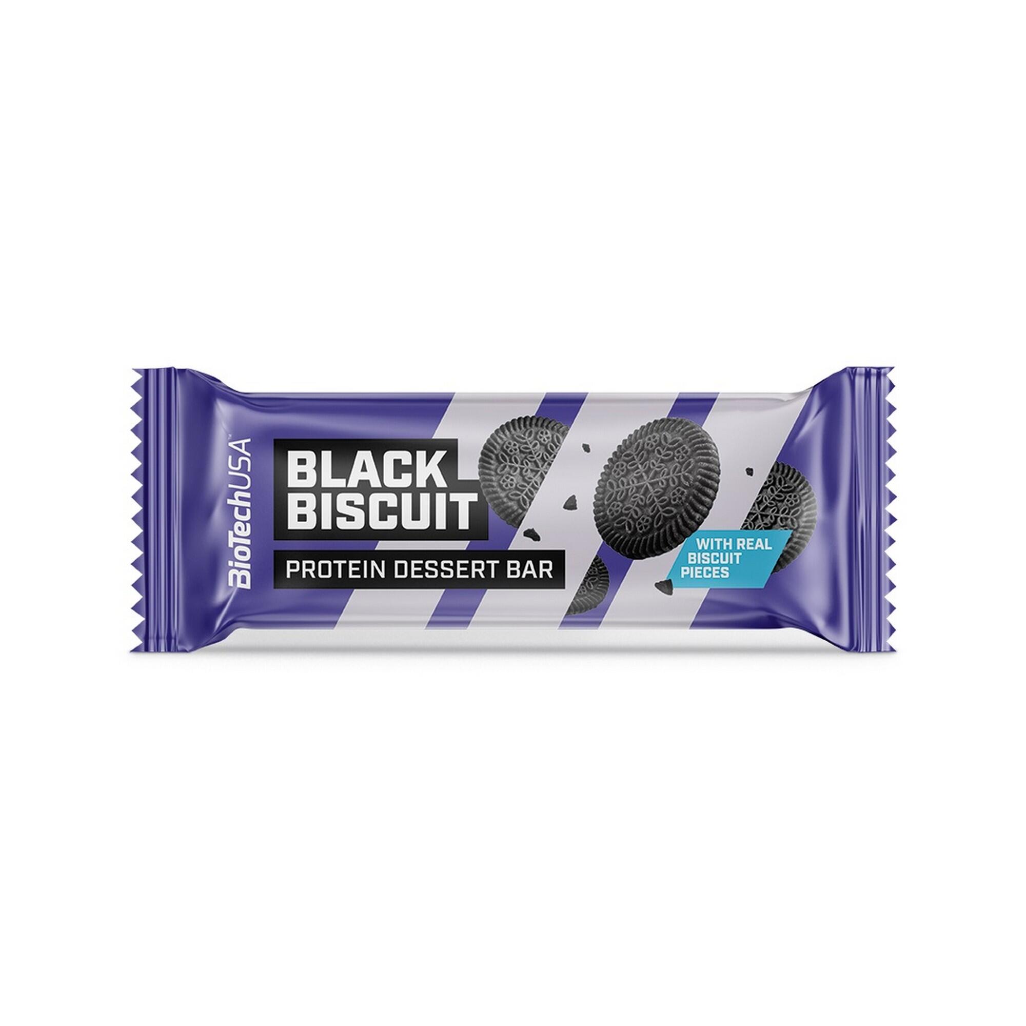 Fehérjeszelet Protein Dessert Bar black biscuit, 50g Biotechusa akciós termékkép 1