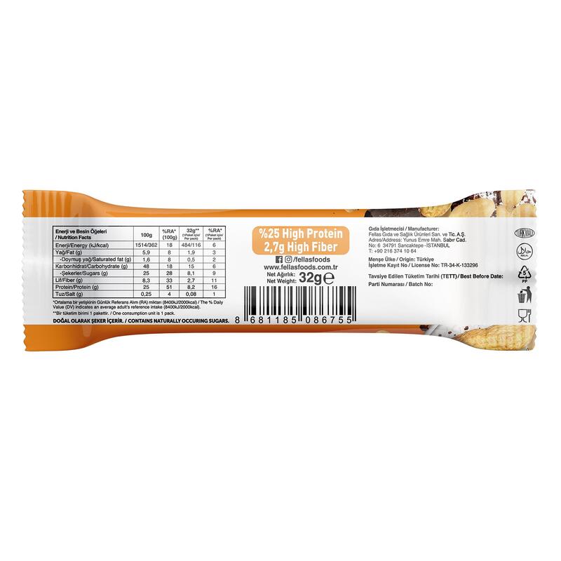 Fellas Protein Bar Yer Fıstıklı ve Kakaolu 32 g