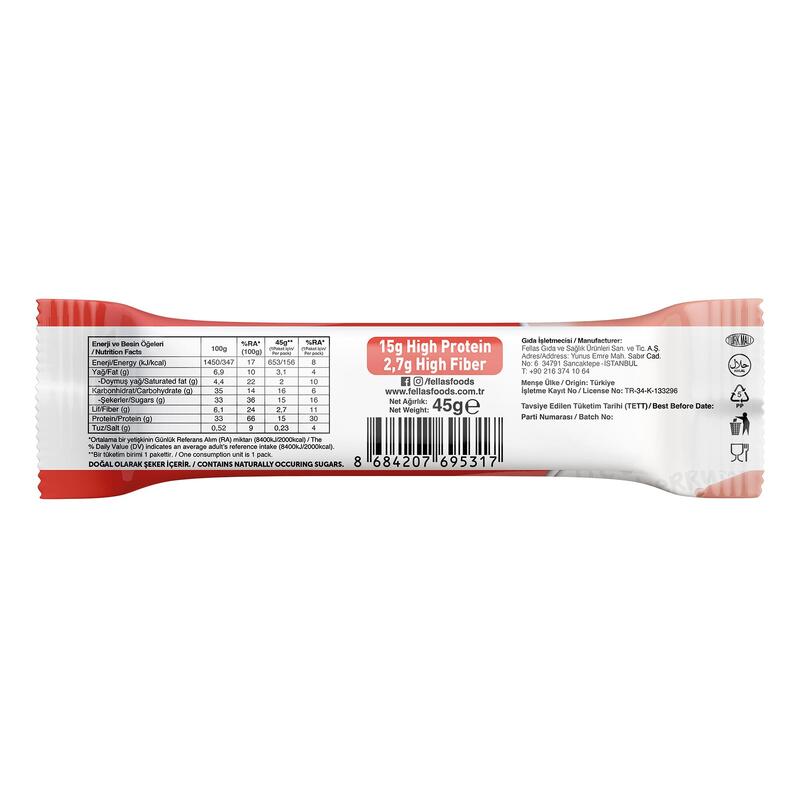 Fellas Yüksek Protein Bar Çilek 45 G