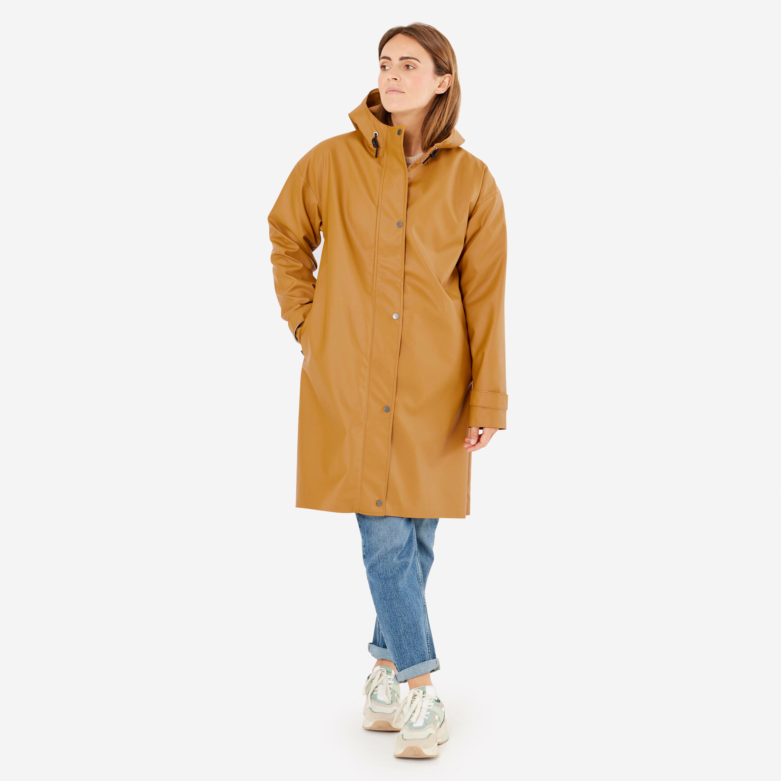 BTWIN Unisex nepremokavá cyklistická parka 540 okrová L · záber 8