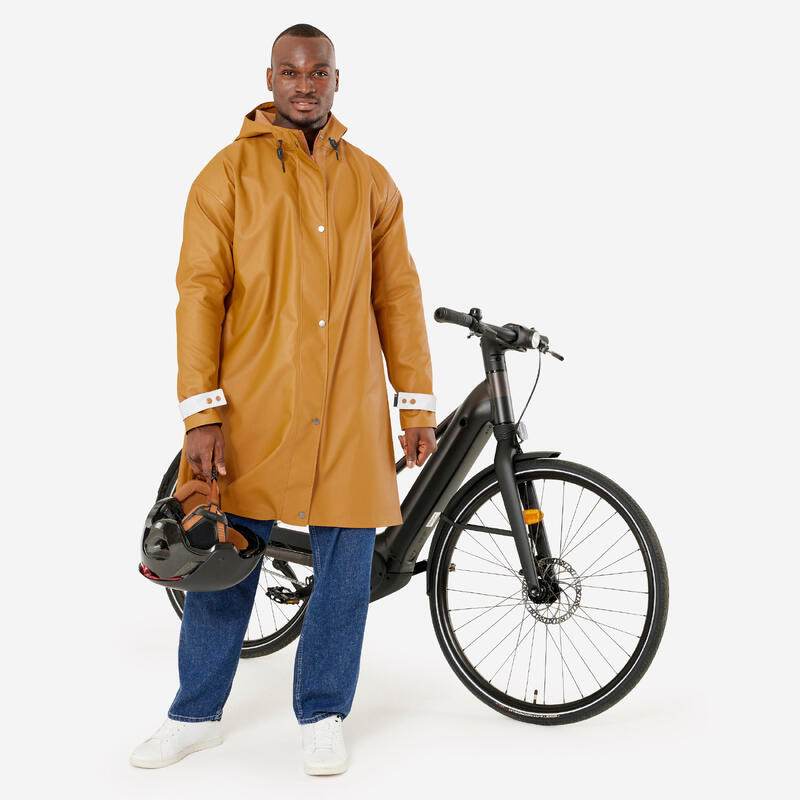 Parka Ciclismo Urbano Unisex Caqui Impermeable