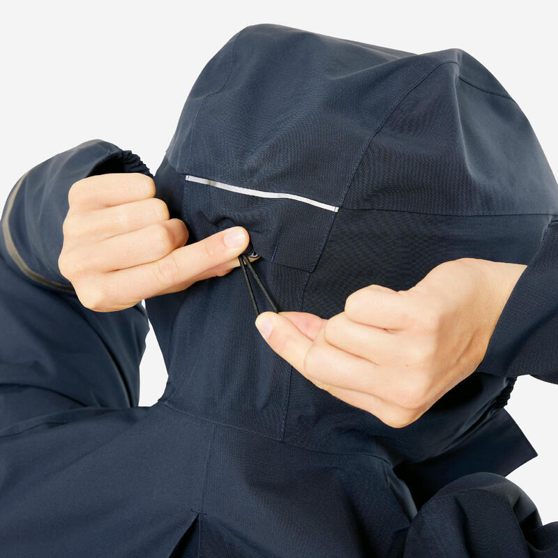 Geacă impermeabilă cu glugă ciclism în oraș Bleumarin Damă