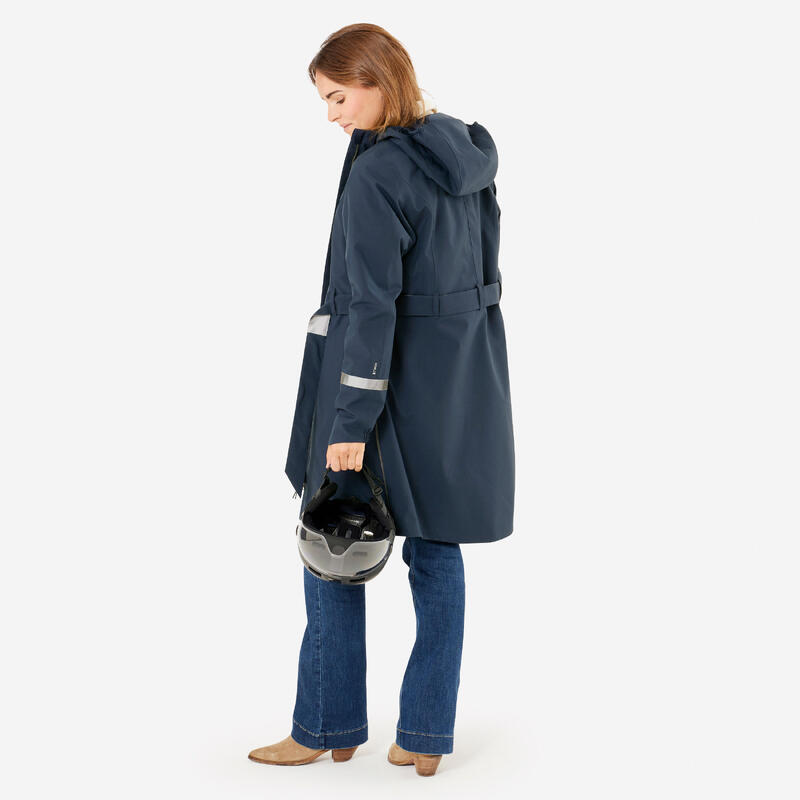 Trench femme imperméable avec capuche - vélo ville - bleu marine