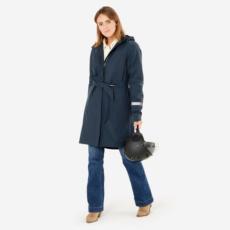 Regentrenchcoat City 940 Damen wasserdicht mit Kapuze marineblau