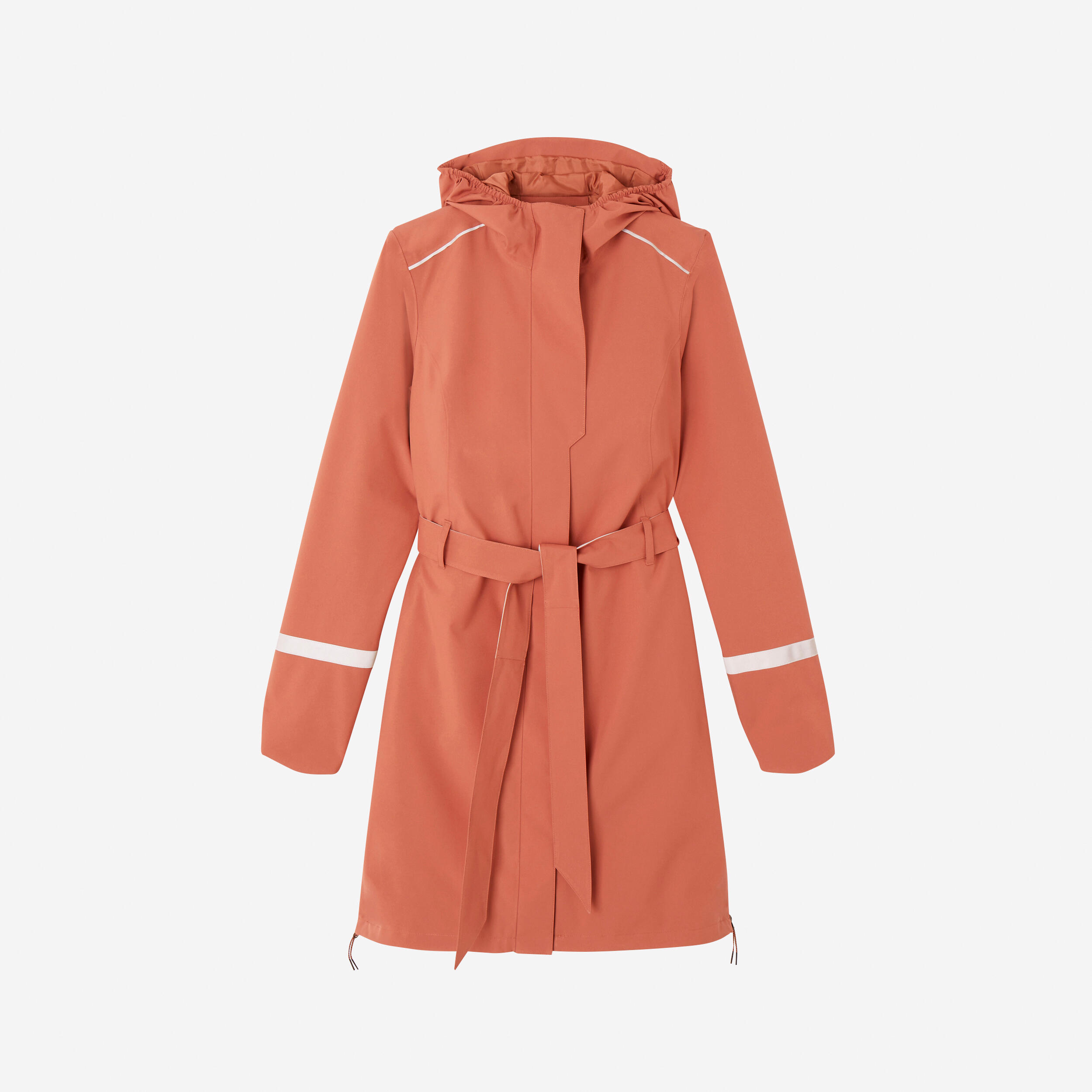 Wasserdichte Regentrenchcoat mit Kapuze Damen - Velo Stadt Terracotta 16/18