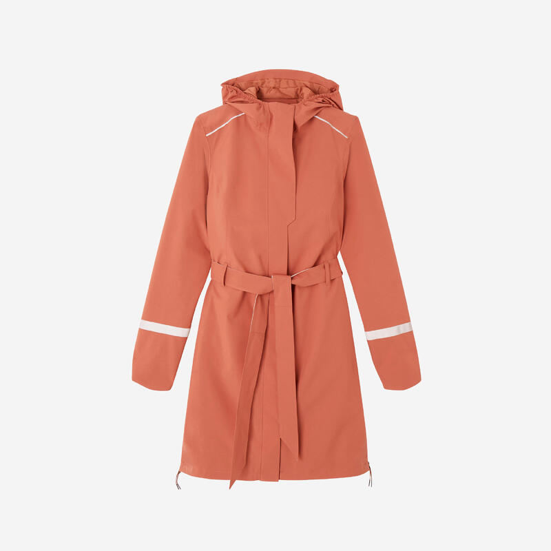 Trench femme imperméable avec capuche - vélo ville - terra cotta