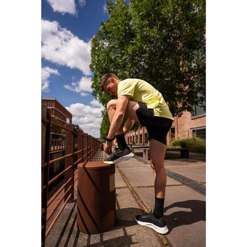 Tricou respirant Alergare Jogging KIPRUN Run 500 Dry Galben Bărbați