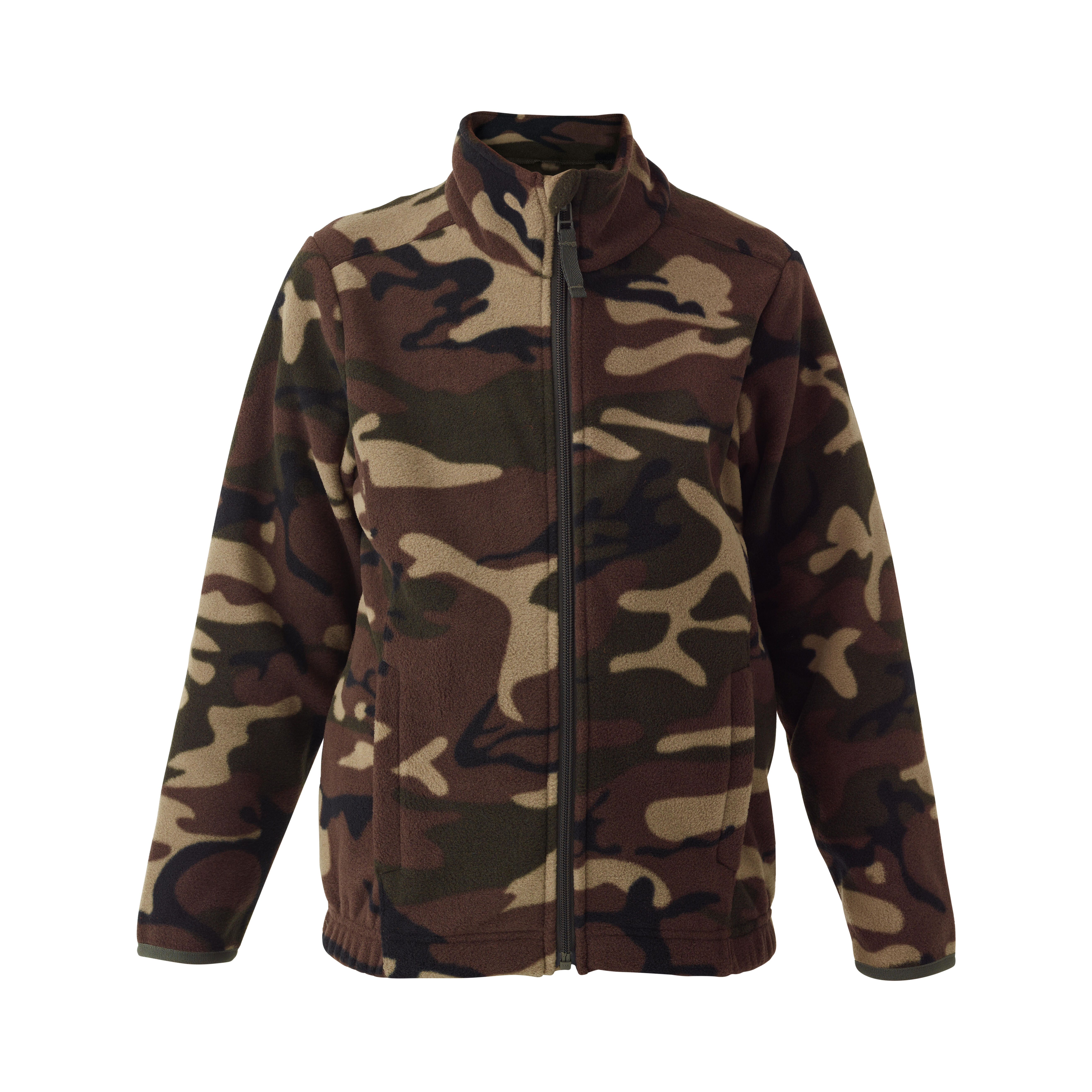 Polaire de chasse chaude enfant - 100 camouflage vert/marron - SOLOGNAC