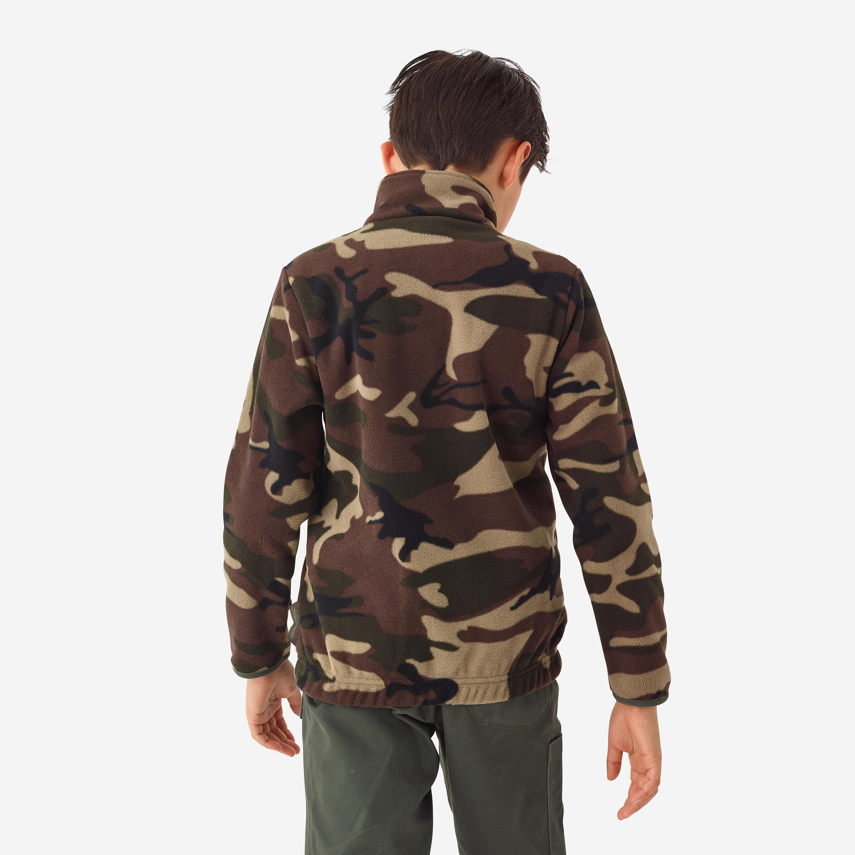 Polaire de chasse chaude enfant - 100 camouflage vert/marron 2/3