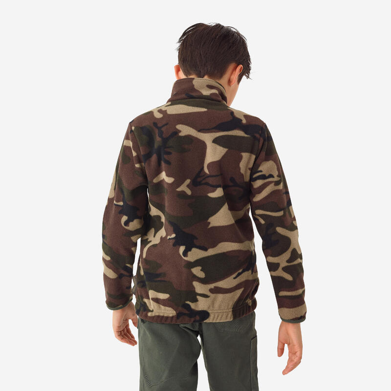 Fleecejacke 100 Kinder Camouflage grün / braun 