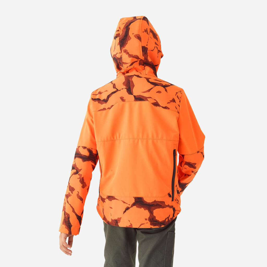 Detská poľovnícka softshellová bunda 500 reflexná