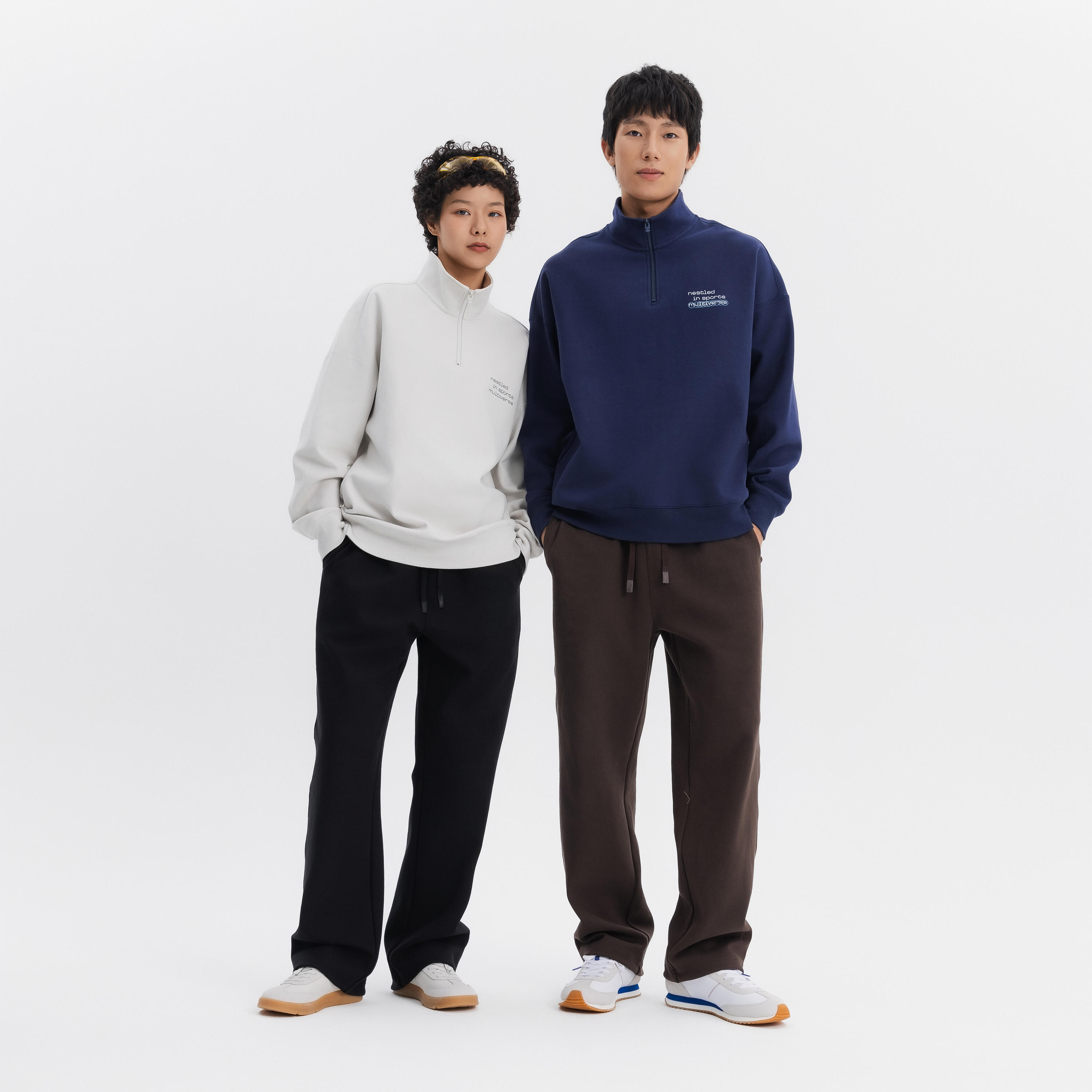 Sportswear men half-zip sweater-steel blue