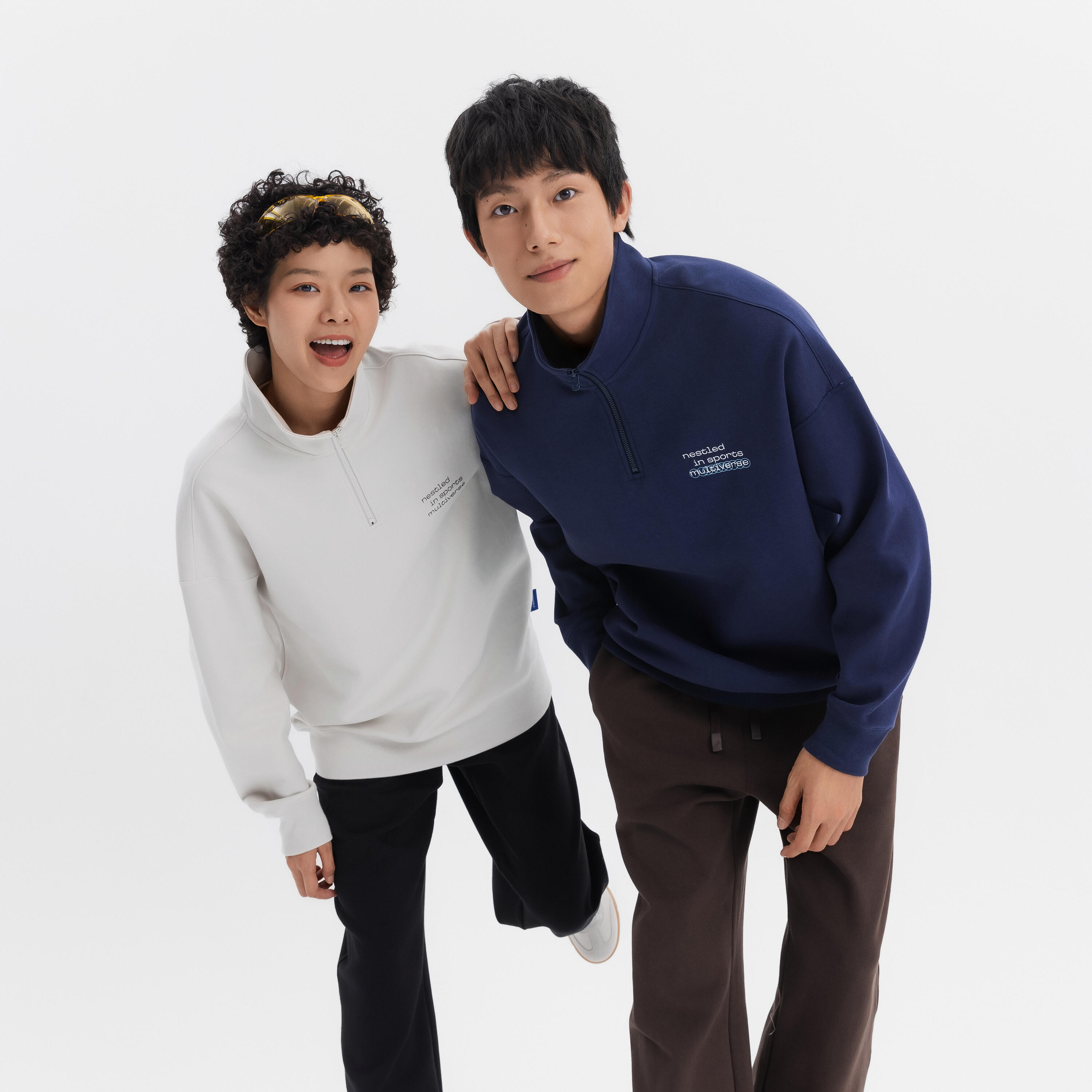 Sportswear men half-zip sweater-steel blue