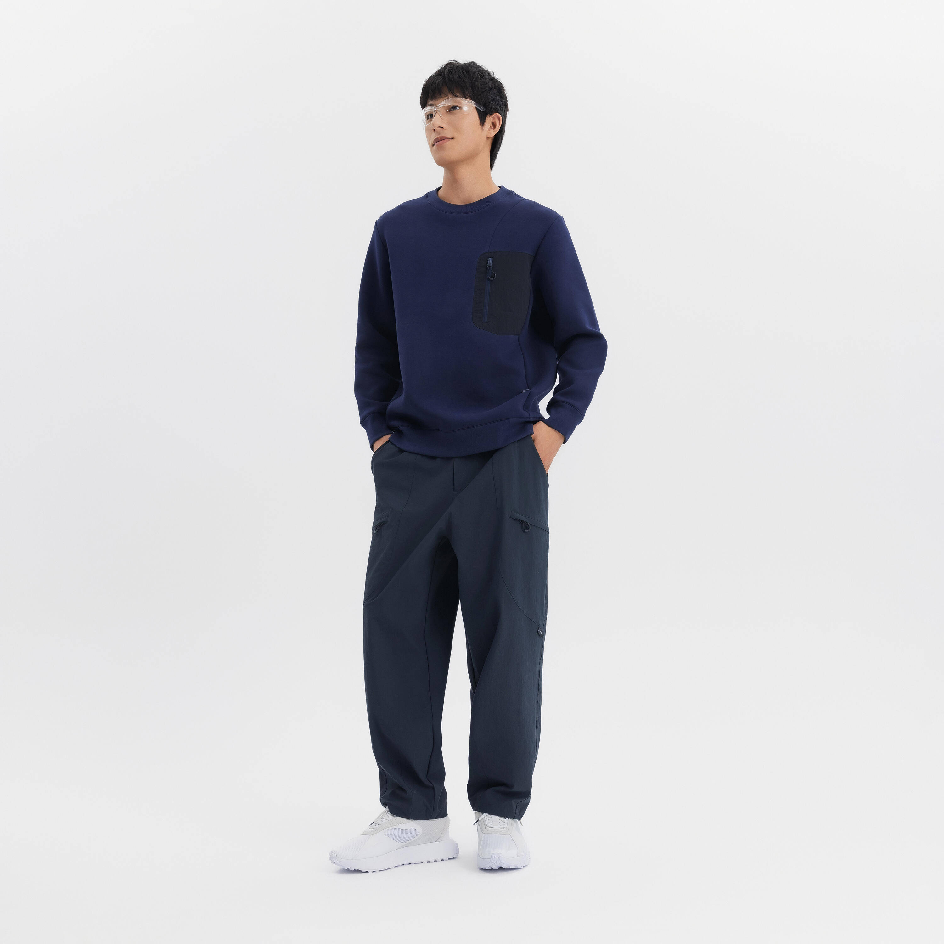 Sportswear men zipper tapered pants-graphite grey -  5