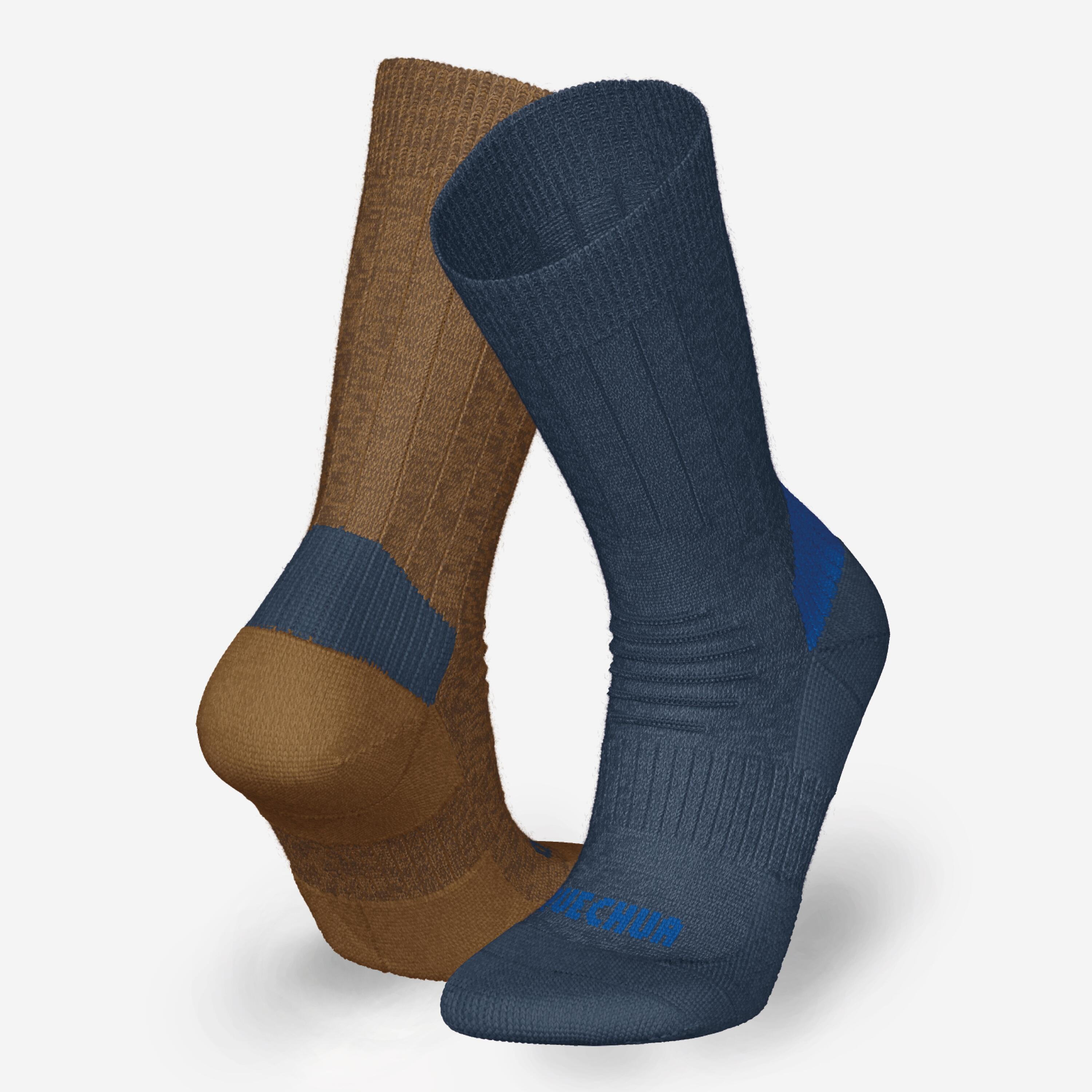 Calze calde montagna bambino SH100 MID grigie e blu | 2 paia 5/10