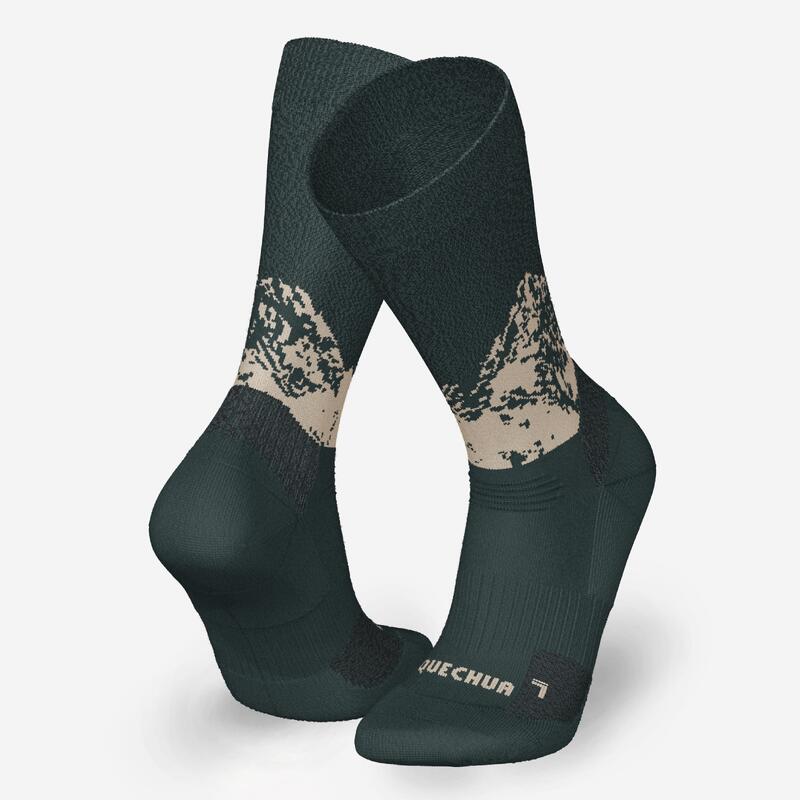 Set 2 Perechi Șosete călduroase pentru Drumeție MH500 Verde