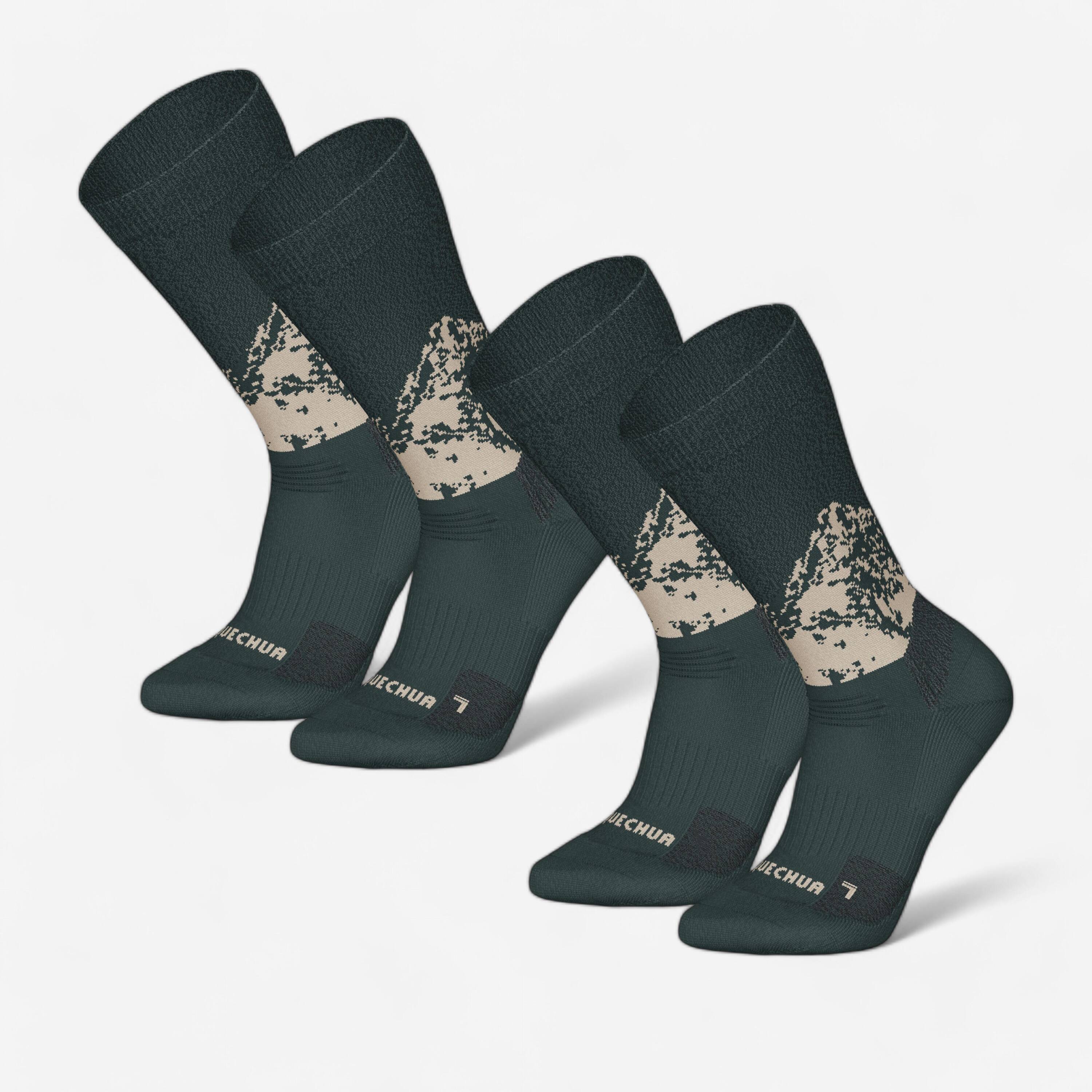 Warm hiking socks, SH500 Mid - Green -  1