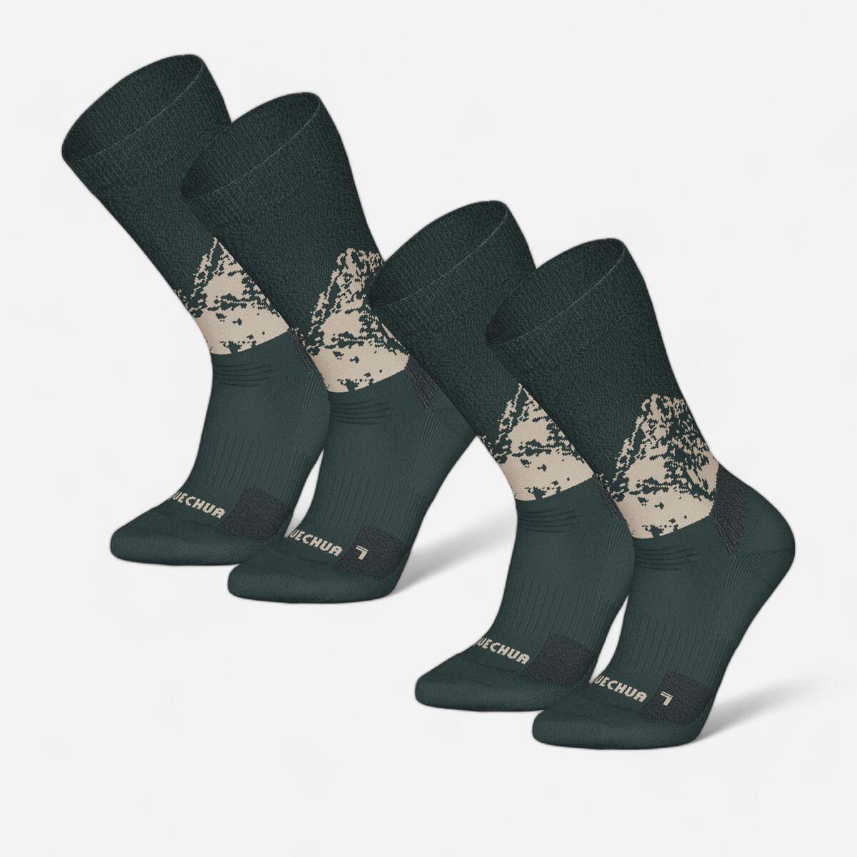 Chaussettes de randonnée chaudes, SH500 Mid vert