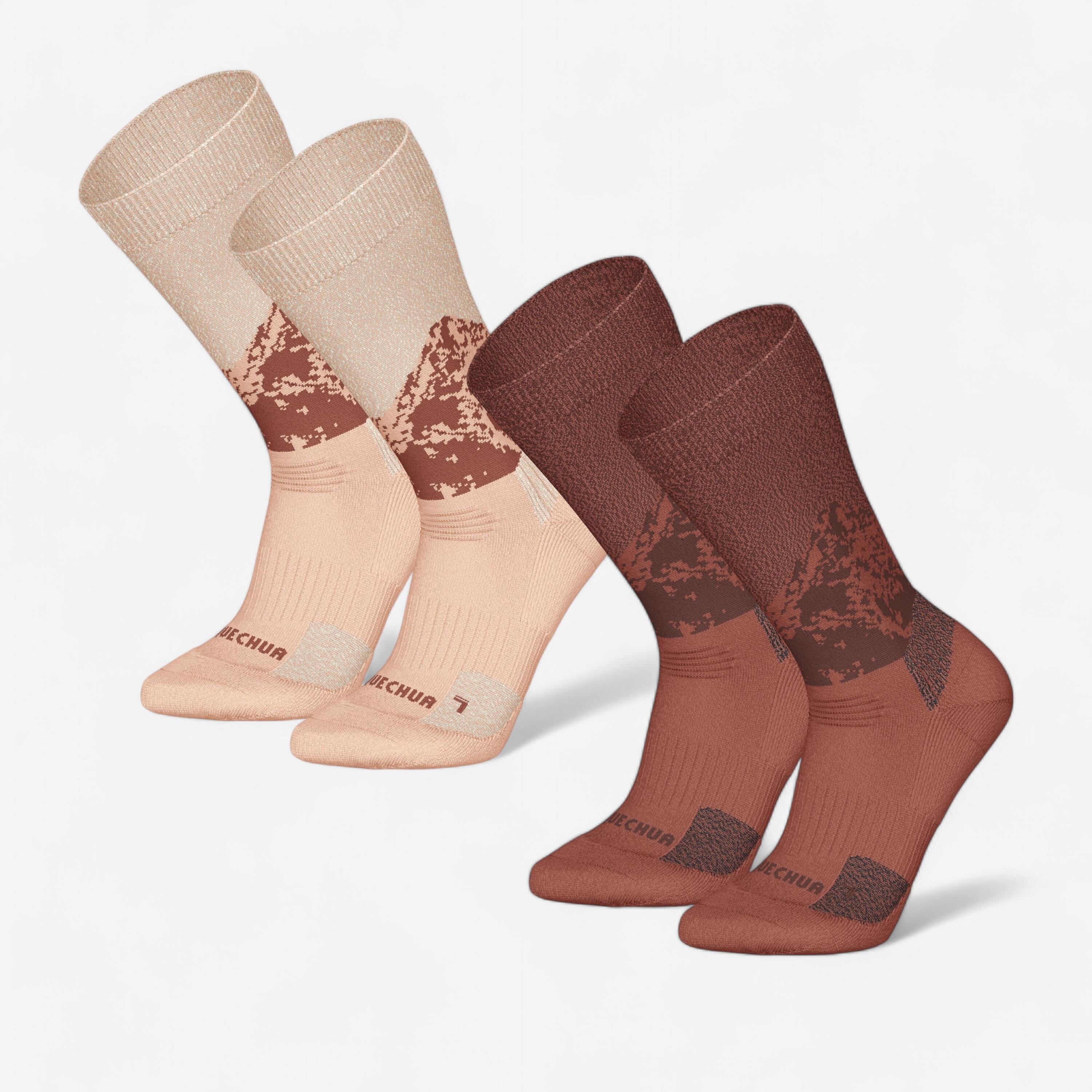 QUECHUA Warm hiking socks, SH500 Mid - Brown