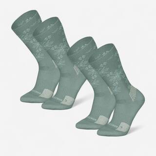 Warm mid-calf hiking socks (2 pairs) for adults, SH500 Green