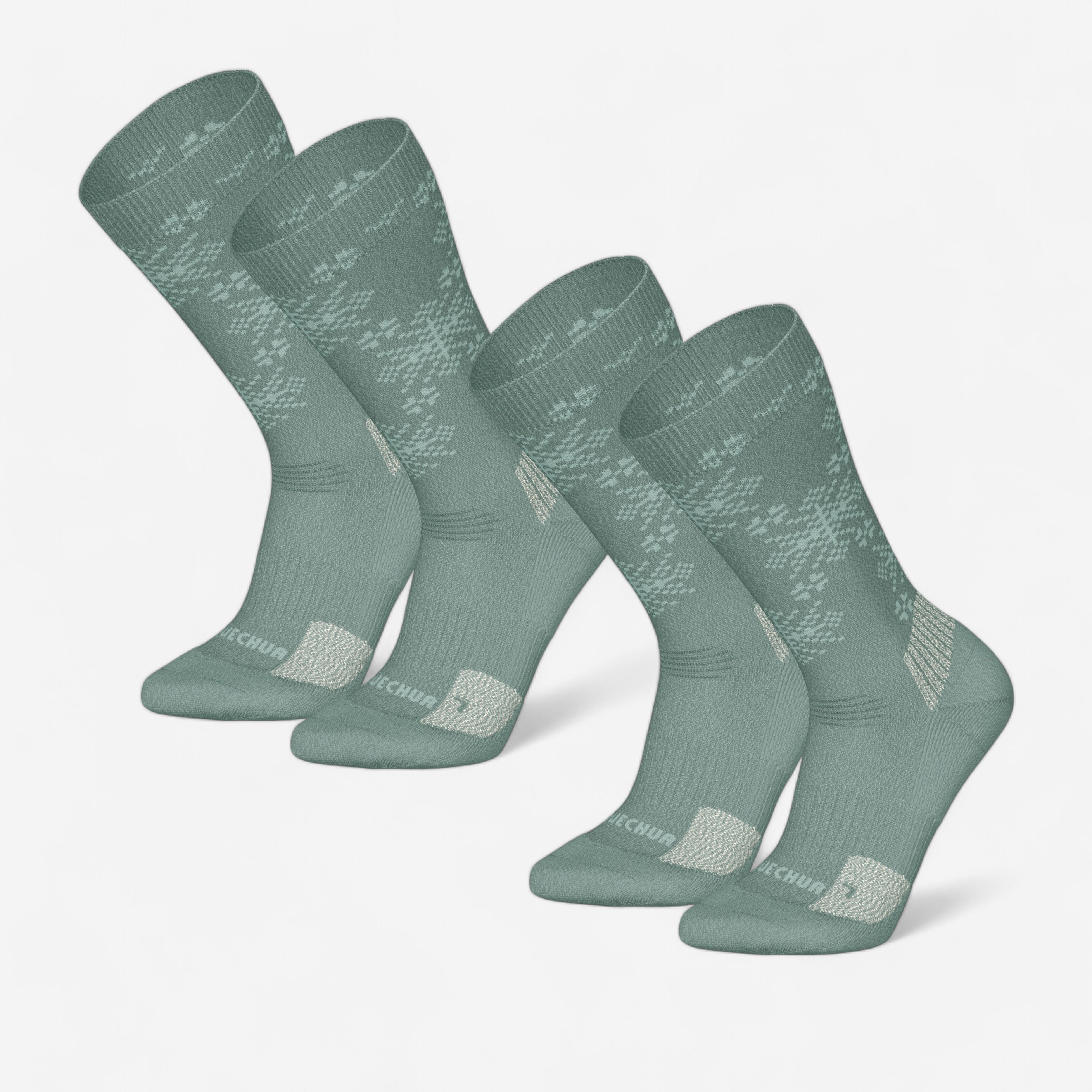 Meias quentes de caminhada, sh500 cano médio verde