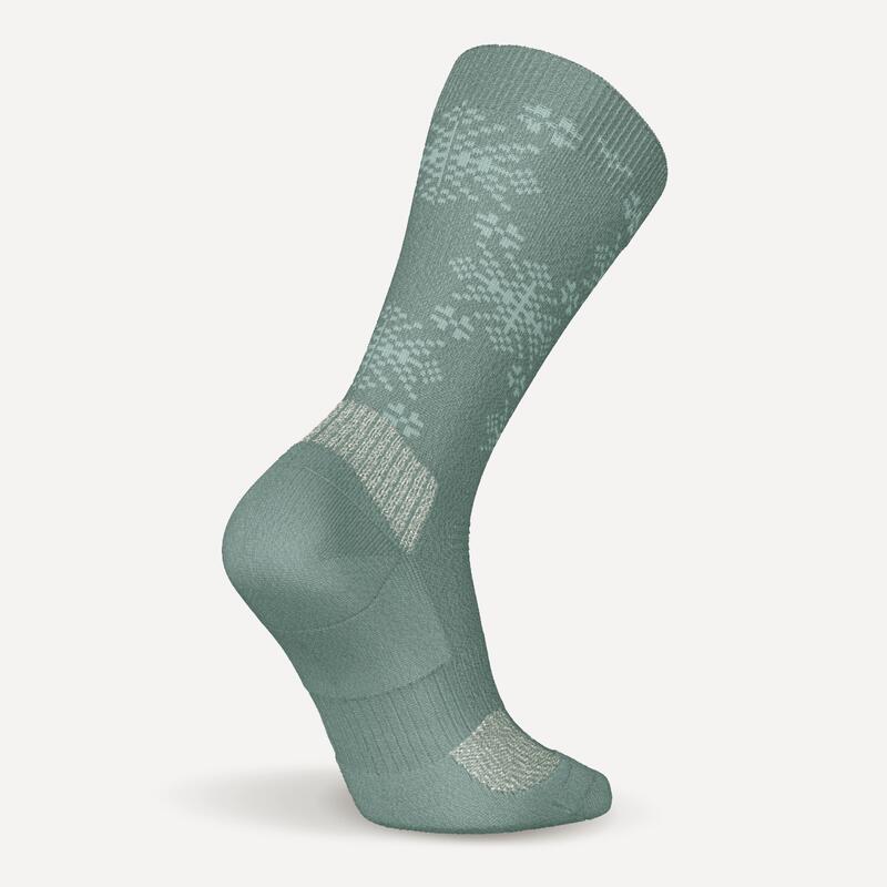 Set 2 perechi Șosete călduroase Mid Drumeție SH500 Verde