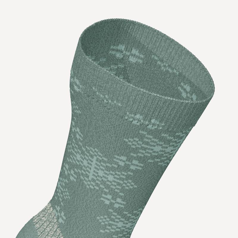 Set 2 perechi Șosete călduroase Mid Drumeție SH500 Verde