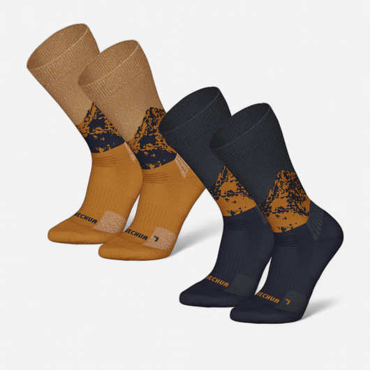 Chaussettes de randonnée chaudes, SH500 Mid bleu marron