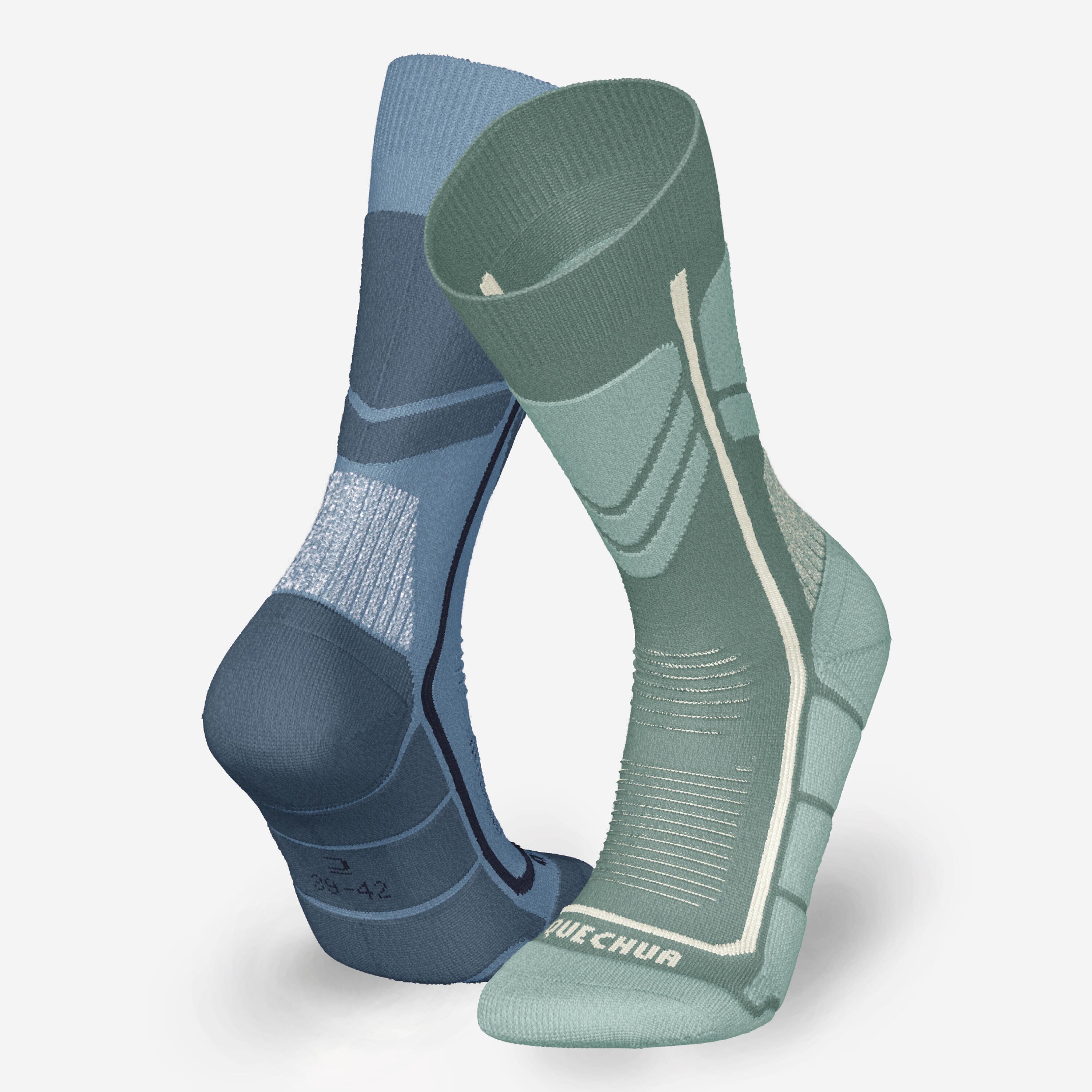 Kids’ Warm Hiking Socks x2 Pairs, SH 500 Mid 4/6