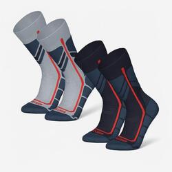 Chaussettes chaudes de randonnée enfant (lot 2 paires) SH500 bleu et gris