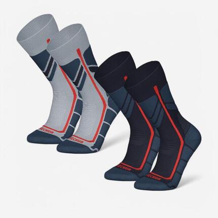 Chaussettes chaudes de randonnée enfant (lot 2 paires) SH500 bleu et gris