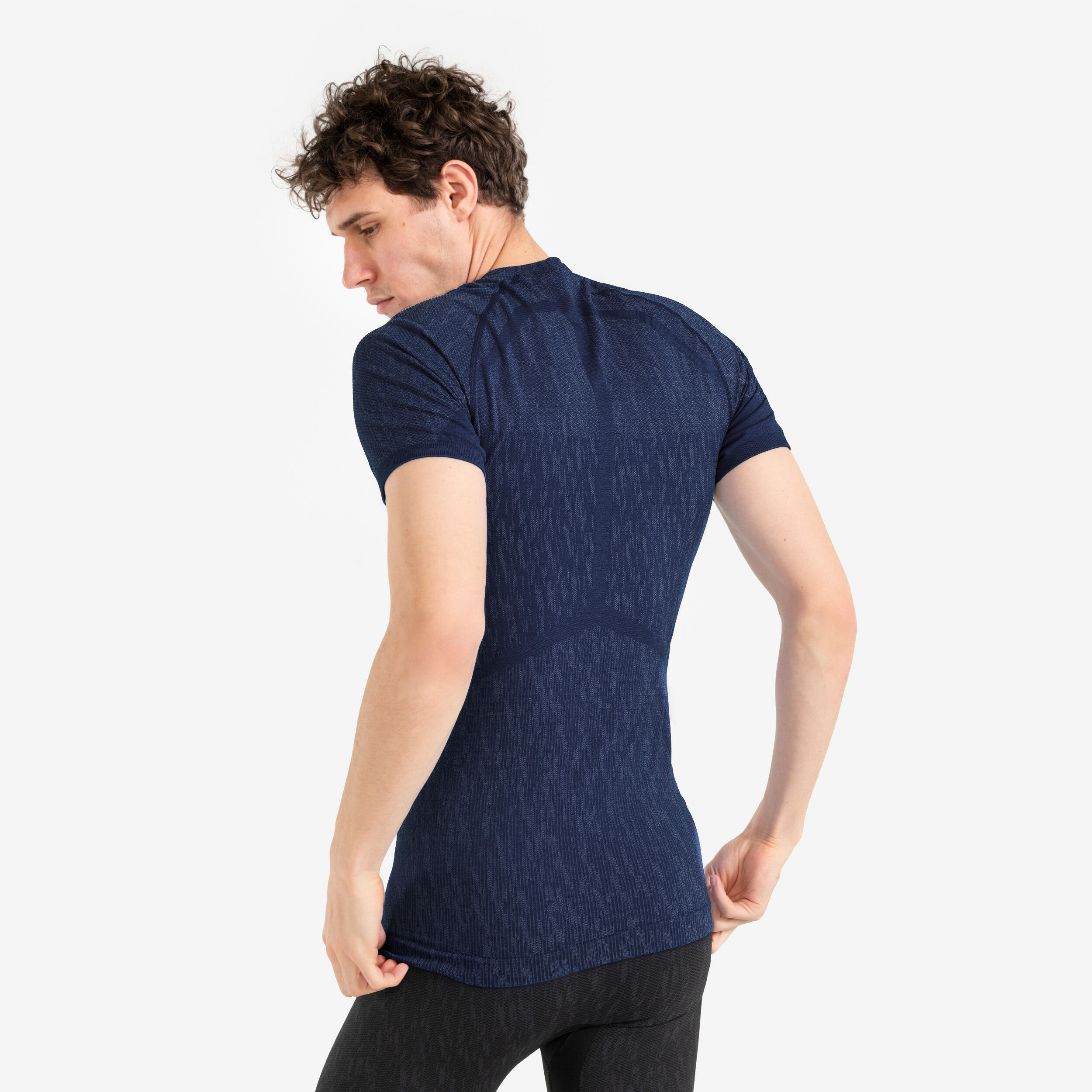Thermoshirt heren / dames Keepdry korte mouwen marineblauw 5/8