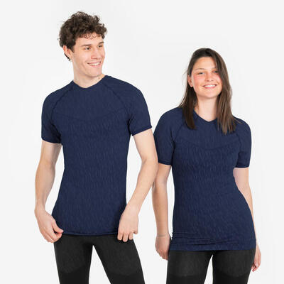 Thermoshirt heren / dames keepdry korte mouwen marineblauw