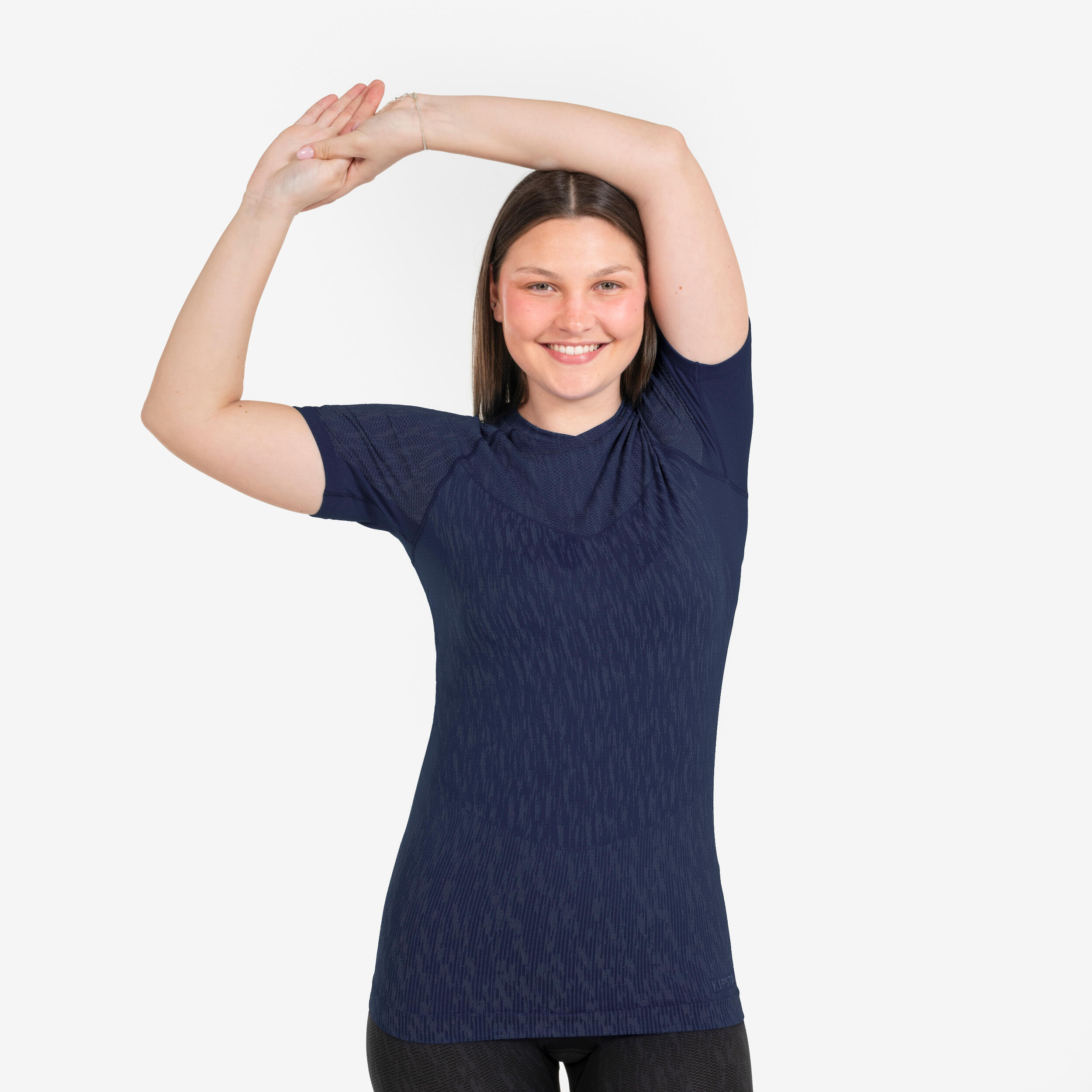Thermoshirt heren / dames Keepdry korte mouwen marineblauw 3/8