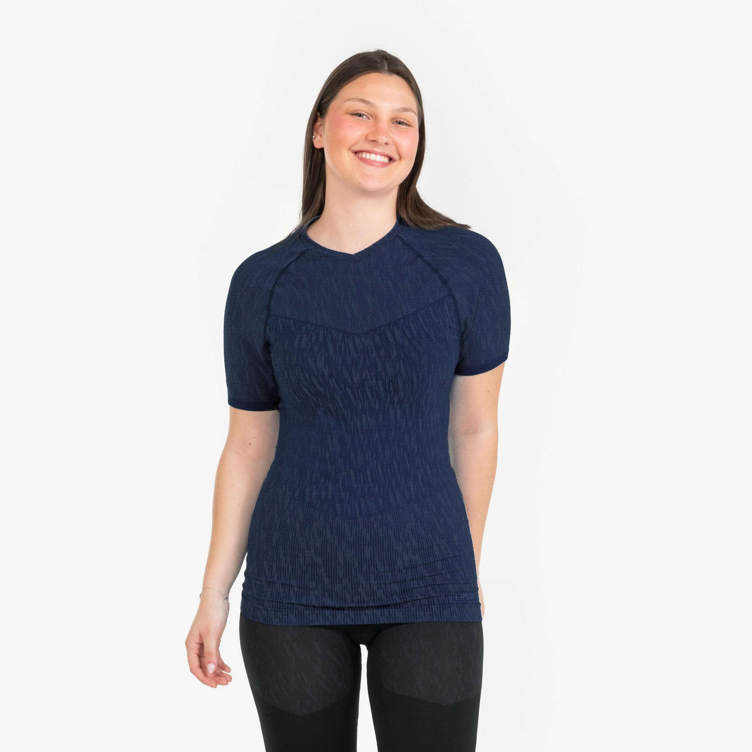 Thermoshirt heren / dames Keepdry korte mouwen marineblauw 7/8