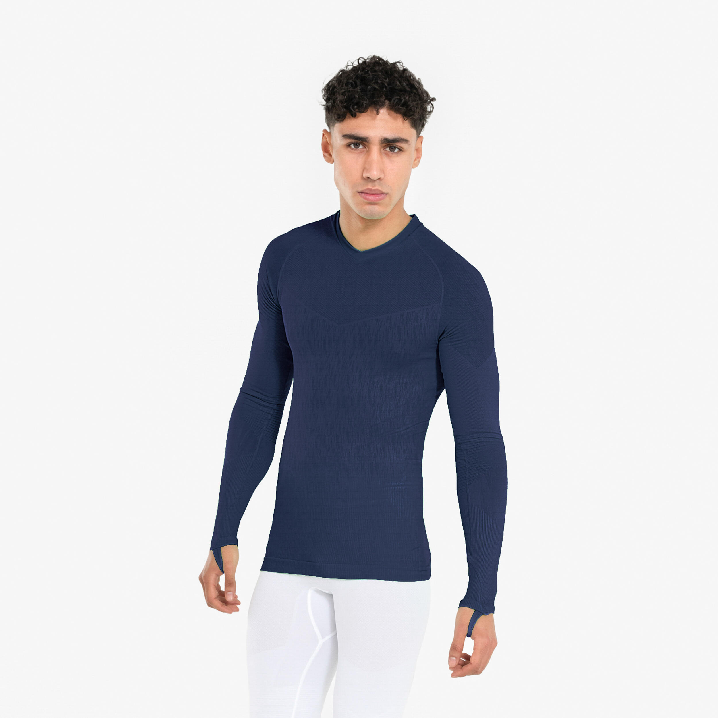 THERMAL UNDERWEAR LONG-SLEEVED TOP ADULT NAVY BLUE KEEPDRY