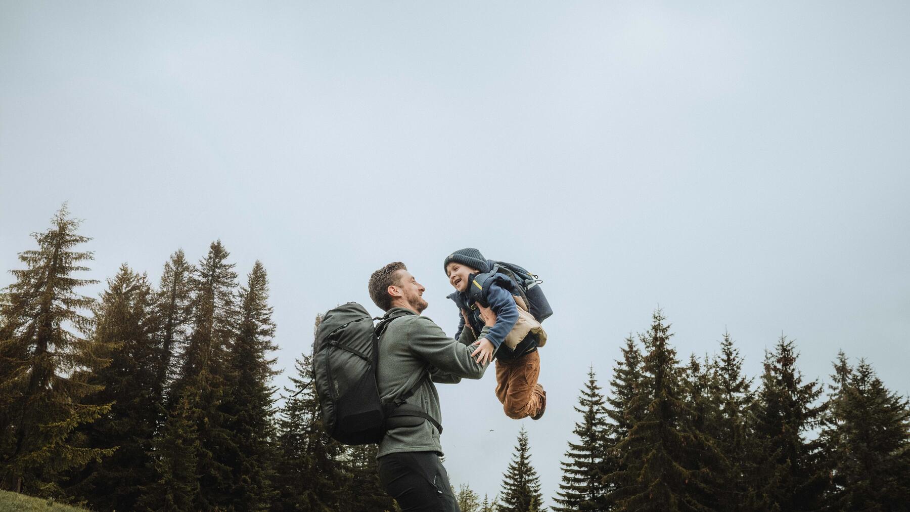 hiking with friends in the sunlight