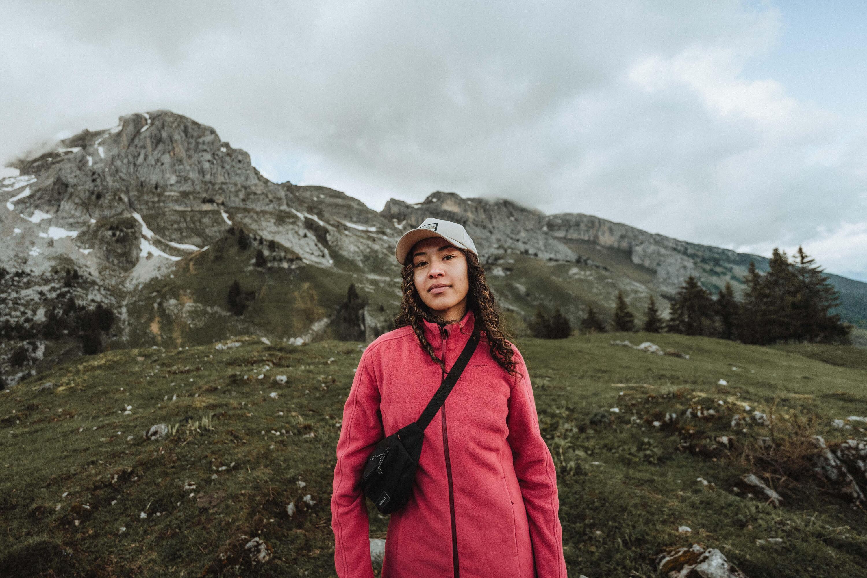 Fleecejacke Damen Reißverschluss Wandern - MH500 rot 8/9